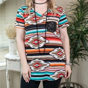 NWOT Heimish U.S.A. Size Medium Aztecs Print Top